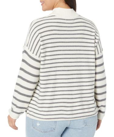 Madewell Plus Stripe Jamaica Mock Neck Antique Cream 1X - Buy Online on GoSupps.com