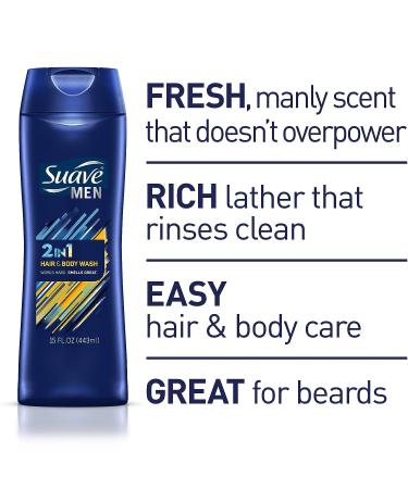 Suave Men 2-in-1 Hair and Body Wash - 15 Fl Oz - Buy Online on GoSupps.com
