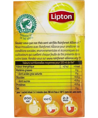 Lipton Black Tea Peach and Mango Taste Vitality Rainforest Alliance Certified 20 Bags - Buy Online on GoSupps.com
