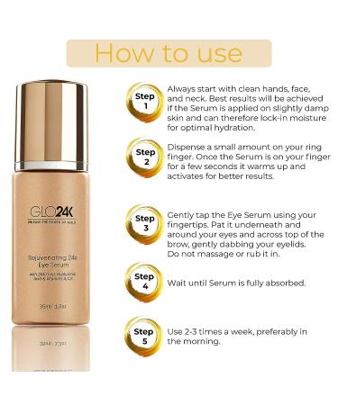 24k Gold Eye Serum with Hyaluronic Acid & Vitamins A C E - Potent Formula for Delicate Eye Skin - Buy Online on GoSupps.com