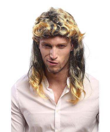 Shop Wig Me Up AD-017 P103T35 - 80s Mullet Wig for Men & Women | Carnival Costume Black & Blond Curled Styles - Buy Online on GoSupps.com