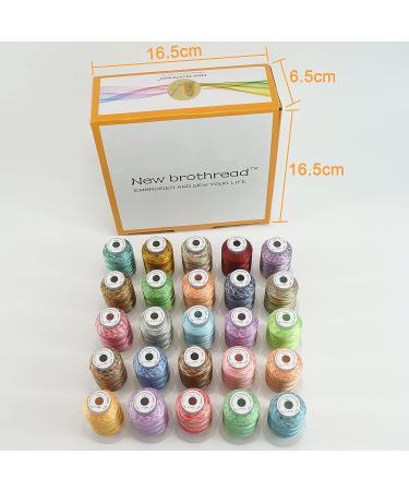 New Brothread 25 Variegated Polyester Embroidery Thread Kit - 500M (550Y) Spools for Brother, Janome, Singer, Pfaff, Bernina, Husqvarna Machines - Buy Online on GoSupps.com