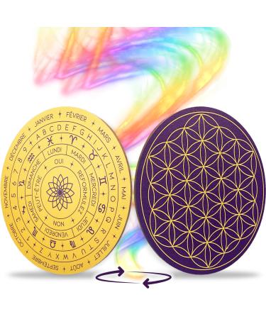 Vibratis flower made of wood for reloading stones & fortune telling swinging + bracket for dials and pendulum board 15 cm |100 % manufactured in France