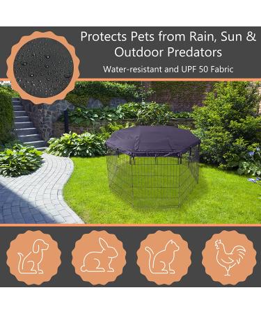 24 Inch 8 Panel Metal Dog Playpen Cover | Luggage-grade Fabric | Easy Access Door | Sun & Rain Protection - Buy Online on GoSupps.com