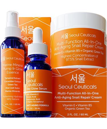SeoulCeuticals Korean Beauty Products Korean Skin Care Set Includes Toner Serum & Moisturizer - This K Beauty Routine Regimen Will Provide Your Skin With That Healthy Youthful Glow