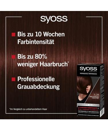Buy Syoss Color Coloration 3_28 Dark Chocolate - Permanent Hair Color (3 x 115 ml) | Intense Color for 10 Weeks | 70% Less Hair Breakage - Buy Online on GoSupps.com