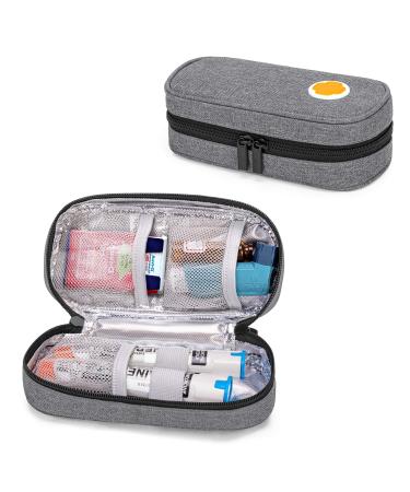 Curmio cooling bag for adrenaline adrenaline storage bag travel bag for insulin or adrenaline accessories such as AUVI-Q epipen and pill bottles.(Without accessories) gray