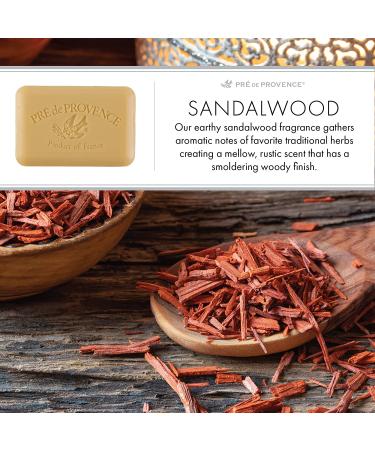 Pre de Provence Sandalwood Soap Bar - 8.8 oz - Organic Shea Butter - French Quad Milled - Rich Lather - Natural Skincare - Buy Online on GoSupps.com
