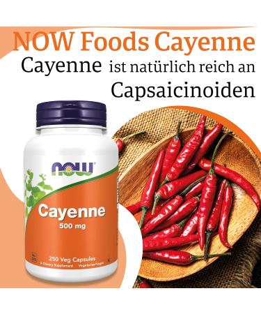Now Foods Cayenne 500mg - 250 Vegan Capsules | Laboratory Tested Plant-Based Gluten Free Soy Free Vegetarian - International Shipping Available - Buy Online on GoSupps.com