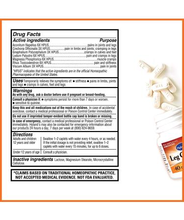 Hyland's Leg Cramp Caplets - Natural Relief for Calf, Leg, and Foot Cramps | Pharmacist Recommended - 40 Count - Buy Online on GoSupps.com