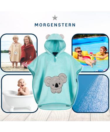 Shop Morning Star Badeponcho: 100% Cotton Oeko-Tex Hooded Baby Bath Towel for Girls & Boys (1-3 Years) - Turquoise Koala - Buy Online on GoSupps.com