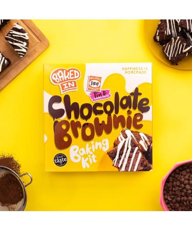 Bakedin Double Chocolate Brownie Kit All The Dry Ingredients Foil Baking Tin and Paper 475 gram - Buy Online on GoSupps.com