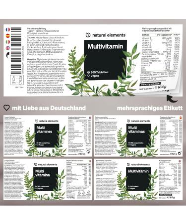 Multivitamin-365 Vegan Tablets | Complete A-Z Vitamins & K1/K2 | Annual Supply | German Quality No Additives - Buy Online on GoSupps.com