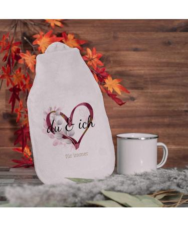 Personalizable Heart Red Hot Water Bottle - Cozy Cover for Kids & Adults (800ml) - Ideal Gift - Buy Online on GoSupps.com