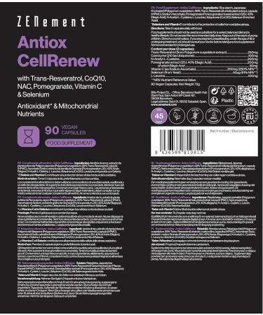  Zenement Antiox CellRenew with Trans-Resveratrol CoQ10 NAC Pomegranate Vitamin C and Selenium - Antioxidant and Energy Support - Buy Online on GoSupps.com