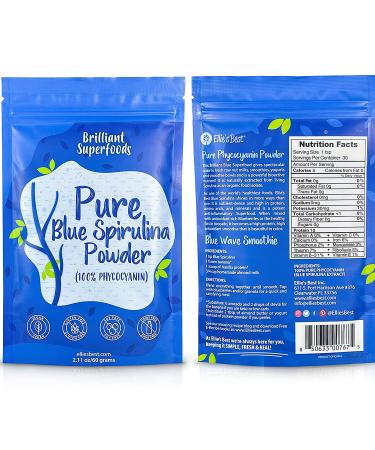 Ellies Best Blue Spirulina Powder - 100% Pure Superfood for Natural Coloring - Vegan 2.11oz - Buy Online on GoSupps.com