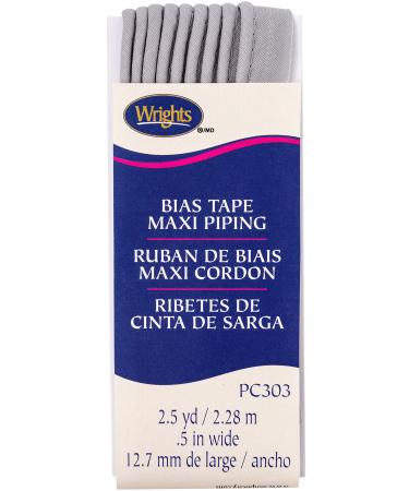 Wrights Medium Grey Bias Tape Maxi Piping 1/2 X2-1/2yd