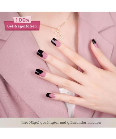 Danni & Toni Half Hardened Gel Nail Films - Rolling Hills Black & Rosa UV Gel Foil Stickers | Self-Adhesive Wraps for Stunning Nail Designs | 28 Stickers - Buy Online on GoSupps.com