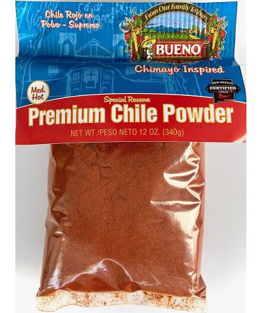 Bueno Medium Hot Red Chile Powder - Special Reserve Chimayo Chile - 12oz Bag - Buy Online on GoSupps.com