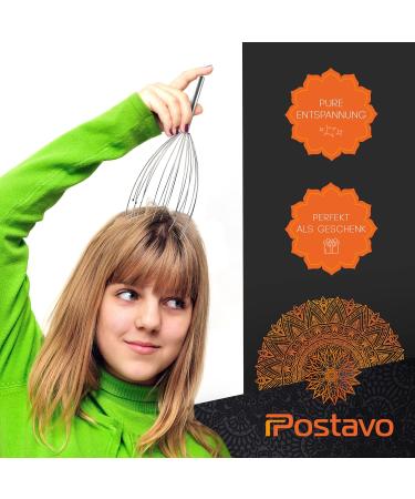 Postavo Head Massage Spider - 20-Finger Relaxation Device for Improved Blood Circulation - Ergonomic Stainless Steel Scalp Massage Brush - Buy Online on GoSupps.com