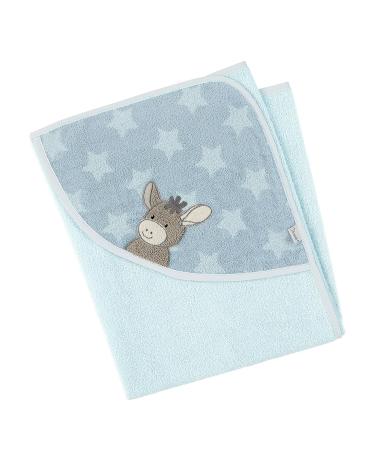 Sterntaler Hooded Bath Towel Donkey Emmi | Light Blue Stars | 0+ Months | 80x80 cm | Best Quality International Shipping - Buy Online on GoSupps.com