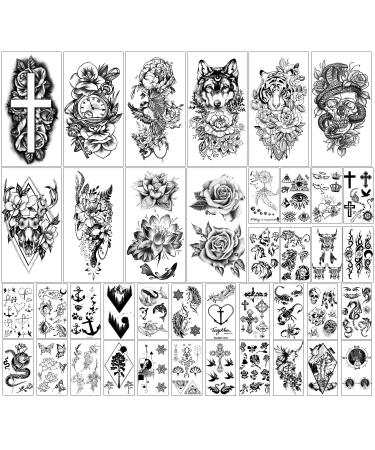 Yazhiji 40 sheets large sexy flowers collection waterproof temporary tattoos lasting fake tattoos for women and girls.