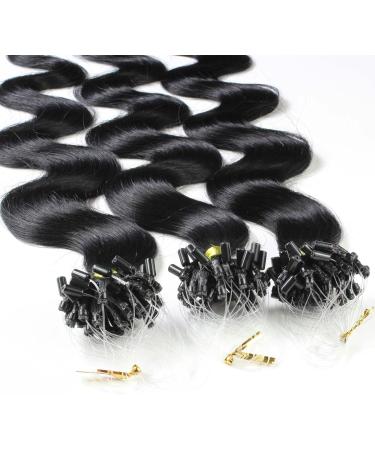 Shop Hair2Heart Microring Extensions - 50 Strands Human Hair Wavy 60cm #1 Black - International Shipping Available - Buy Online on GoSupps.com