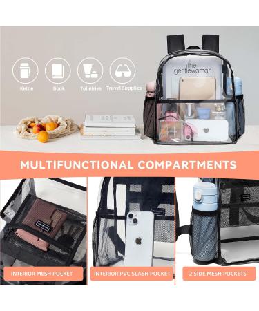 Vorspack Clear Mini Stadium Backpack 12x12x6 - Women's Stadium Approved Bag with 2 Water Holders - Heavy Duty for Concerts, Work, Sports, and Festivals - Black - Buy Online on GoSupps.com
