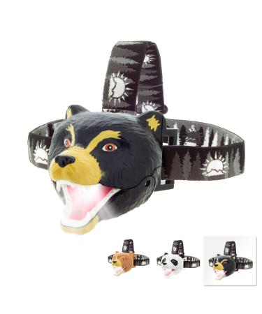 Sun Company Bear LED Headlamp - Bear Headlamps for Kids | Multiple Styles Available | Animal Toy Head Lamp Flashlight for Boys, Girls, or Adults | Head Light for Camping, Hiking, Party, or Reading Black Bear