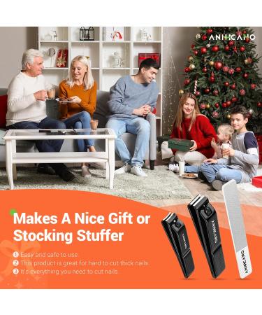 Professional Nail Clippers Set with Glass Nail File - Ultra Sharp Fingernail & Toenail Cutter for Men & Women (Black) - International Shipping Available - Buy Online on GoSupps.com