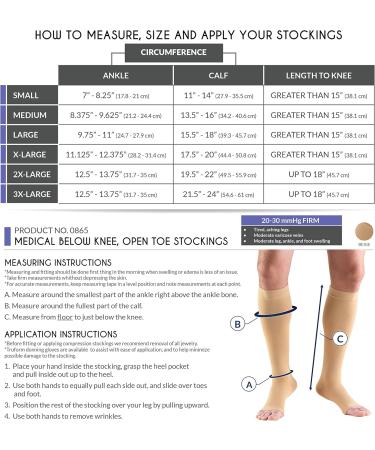 Buy 20-30 mmHg Knee High Compression Stockings for Men & Women - Open Toe Beige | 6 Pairs - Small Size - Buy Online on GoSupps.com