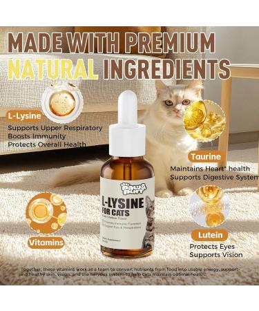 Lysine for Cats L-Lysine Liquid Drops for Cats Feline Upper Respiratory Sneezing Runny Nose Eye Function Immune Support for Kittens with Taurine Lutein and Vitamins Roast Chicken Flavor 50ML - Buy Online on GoSupps.com