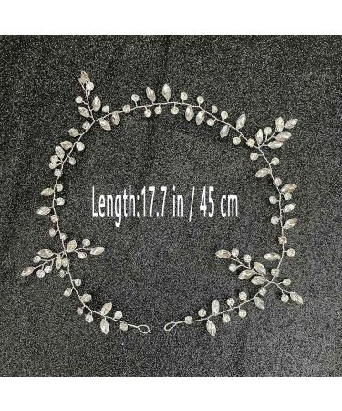 Wedity Bride Wedding Rhinestone Hair Vine Headband Silver Bridal Leaf Hair Piece Party Hair Accessories for Women and Girls - Buy Online on GoSupps.com