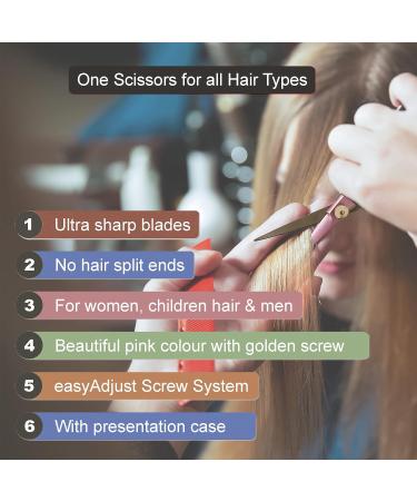 Sanguine Pink Hair Scissors Hairdressing Scissors for All Types of Hair - Presentation Case - Suitable for Professional and Personal use - Buy Online on GoSupps.com