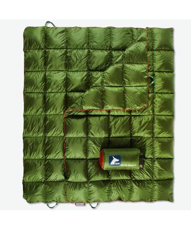 Horizon Hound Down Camping Blanket - Outdoor Travel Blanket | Sustainable Insulated Down | Lightweight & Warm Quilt for Camping, Stadium, Hiking & Festival | Water Resistant, Packable & Compact Green 1lb 1oz / 77" x 50"