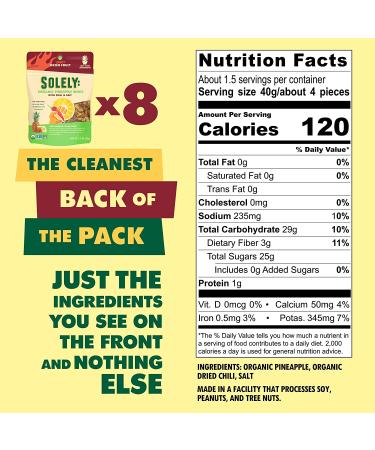 Solely Organic Dried Pineapple Rings with Chili & Salt - 2.2 oz (Pack of 8) | Vegan, Non-GMO, No Added Sugar - Buy Online on GoSupps.com