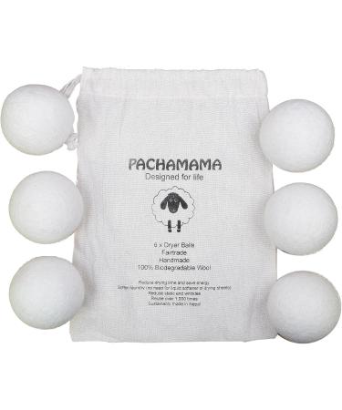 Pachamama Handmade XL Wool Tumble Dryer Balls 7cm 6 Pk Reduce Drying Time Save Energy Fabric Soften Reduce Static Reduce Wrinkles Unscented Long Life - Plain Cream Natural Felted by Hand Fair Trade - Buy Online on GoSupps.com