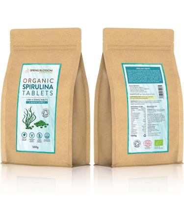 500G Organic SPIRULINA Tablets 1000 x 500mg Natural Dietary Food Supplement Premium Quality Non-GMO Vegan Detox Superfood Rich in Protein Vitamins Amino Acids Iron - Soil Association Certified - Buy Online on GoSupps.com