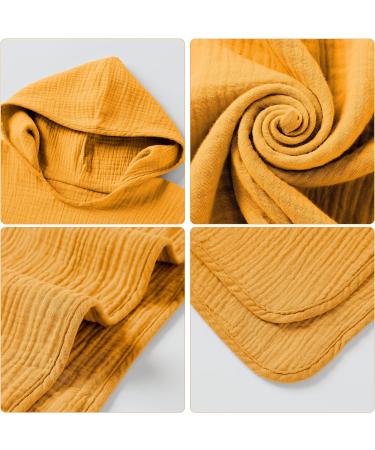 Premium 100% Cotton Musselin Kids Bath Poncho | Super Absorbent Hooded Towel for Babies & Children (64x60cm Orange) - Buy Online on GoSupps.com