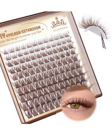 Brown Eyelash Clusters Natural Brown Lash Extensions Wispy Lash Clusters Eyelash Extension 120Pcs DIY Individual Eye Lashes Dark Brown Clusters by ALICROWN A- Wispy