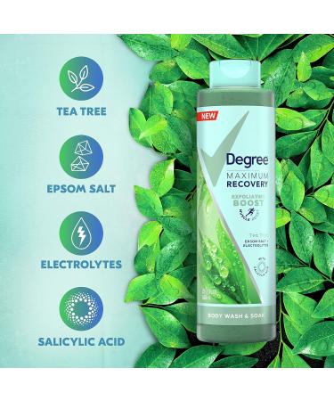 Degree Post-Workout Recovery Skincare Routine Body Wash with Tea Tree & Epsom Salt 22 Fl Oz (Pack of 4) - Buy Online on GoSupps.com