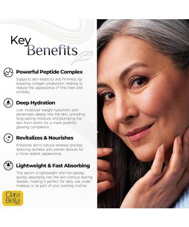 Clara Bella Health RenewSkin Serum Peptide Complex & LMW Hyaluronic Acid 1.01 fl oz - Buy Online on GoSupps.com