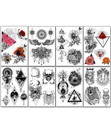 Yazhiji 32 Pieces Totem Flower Rose Temporary Tattoo Stickers for Men, Women, Boys, and Girls - Sexy Body Art, Big Arm Tower, Sunflower Design - Buy Online on GoSupps.com