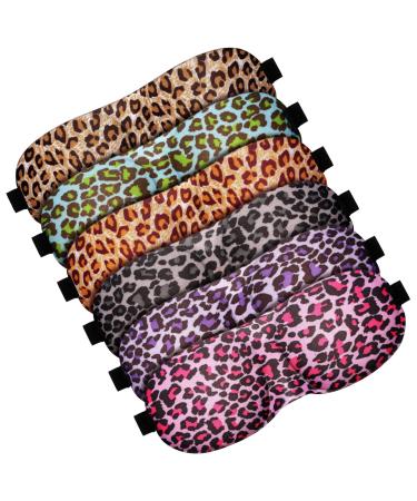 6 Pcs 3D Sleep Mask Sleeping Eye Mask for Women Men Contoured Cup Night Blindfold Sleeping Mask Eye Covers Molded Eye Shade with Adjustable Strap for Travel Nap Meditation (Leopard Print Pattern)
