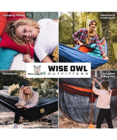 Wise Owl Outfitters Camping Hammock - Portable Double Hammock with Tree Straps Black & Grey - Ideal for Outdoor and Indoor Use - Buy Online on GoSupps.com