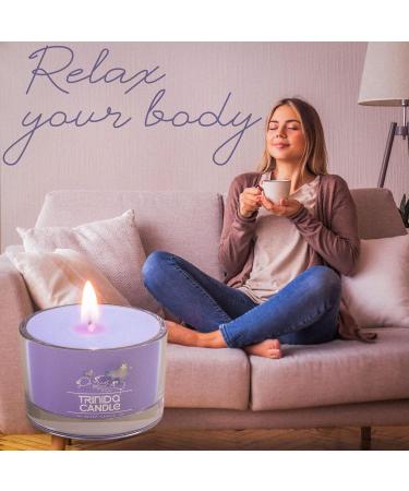 TRINIDa Sleep Candles Gift Set - 17 Variants for Perfect Sleep & Stress Relief - Lavender Geranium Ylang Ylang Scented Votives - Light Purple - Buy Online on GoSupps.com