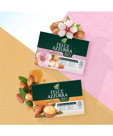 Felce Azzurra Organic Almond Soap - Gentle and Nourishing Soap with Organic Almond Flour for a Fine Exfoliating Effect - Dermatologically Tested - 1 Pack (1 x 125 g) - Buy Online on GoSupps.com