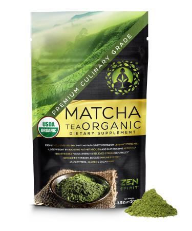 Organic Matcha Green Tea Powder - Japanese Matcha Powder Culinary Grade, Unsweetened & Sugar Free - USDA & Vegan Certified - 100g (3.52 oz) - Perfect for Baking, Smoothies, Latte, Iced tea. Premium Culinary Matcha (3.52 oz