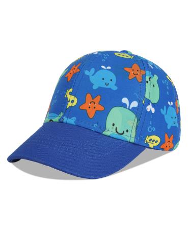 LANGZHEN 100% Cotton Outdoor Children's Kids Plain Baseball Cap Hat Adjustable Sun Hat for Girls Boys M Blue whale