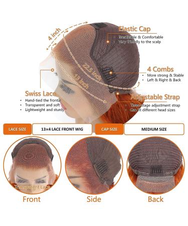Ginger Orange Body Wave Lace Front Wig 22 inch Brazilian Remy Human Hair - HD Transparent Lace Frontal Wig for Black Women with Baby Hair - Buy Online on GoSupps.com
